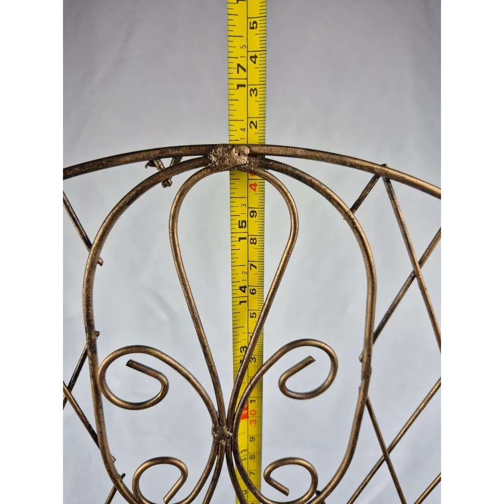 Vintage Bronze Metal 2 Tier Wall Shelf Wicker Rattan Boho Bathroom Display Rack